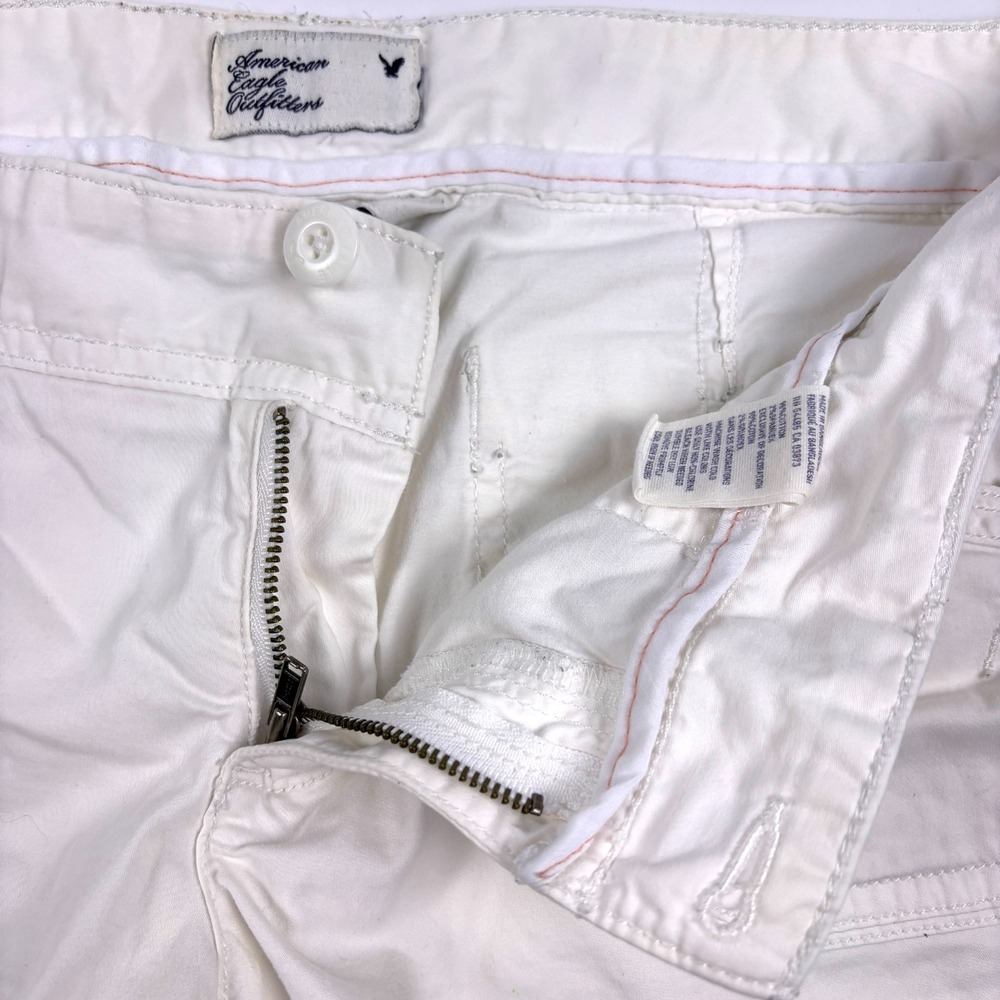 Y2K American Eagle Ultra Low Rise Perfect Shortie Shorts Womens Sz 6 White Micro - Picture 7 of 16
